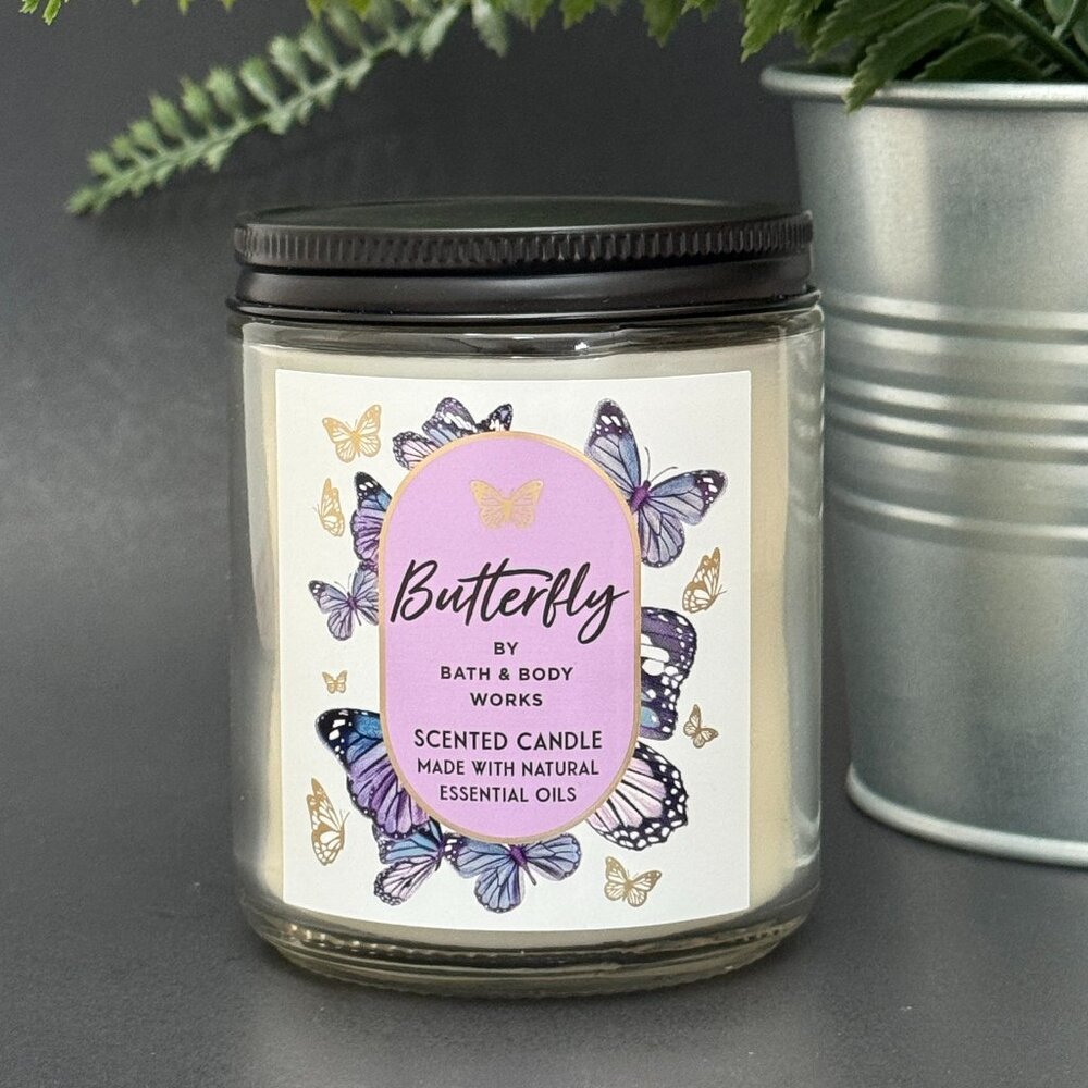 BBW Butterfly Bath & Body Works Mason Jar Single Wick Candle
